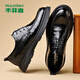 MULINSEN leather shoes men's genuine leather soft-sided formal business casual shoes spring and autumn lace-up round toe soft leather driving shoes for men dad shoes DY-MLS236158 black 40