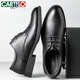CARTELO Men's Leather Shoes Business Formal Shoes Men's Soft Leather Wear-Resistant Breathable Leather Shoes Men's 9611 Black Heightened Style 40