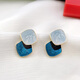 Hazel Orange Klein Blue Retro Earrings Women's S925 Tremella Needles Haze Blue Geometric Oil Drop Fashion Earrings Earrings Geometric Earrings Haze Blue A001