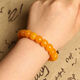 Luruo beeswax bracelets, Russian material, white flowers, old-style men's and women's bracelets, chicken oil yellow amber bucket bead bracelets with certificates, 10mm chicken oil yellow beeswax bracelets