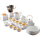 Shangyanfang mutton-fat jade porcelain Kung Fu tea set complete set of high-end tea sets with tea trays for home and office tea tureens teapots teacups 1 ink tureen (light version)
