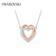 SWAROVSKI HYPERBOLA INFINITY Double Heart Necklace for Women Platinum/Rose Gold 5518868
