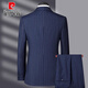 Pierre Cardin 2025 new striped suit suit men's two-piece suit middle-aged men's wedding groom's dress men's versatile gray L 175 size recommended 125 Jin Jin equals 0.5 kg -135 Jin Jin equals 0.5 kg