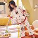 Pajamas de Langsha para mujeres en el verano, los pantalones recortados de manga corta para mujeres en primavera y verano pueden usar dibujos animados lindos trajes de ropa para el hogar para al aire libre. Pantalones cortados de manga corta 683 m_sugestionados 80-98jin [Jin equivale a 0.5 kg]
