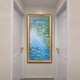 帝旗 世界名画莫奈 睡莲 纯手绘油画入户玄关装饰画走廊过道挂画竖版 692金实木框 60X120