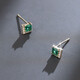 Small forest green earrings for women 10K gold earrings Austrian crystal rhombus retro earrings 20107010013