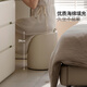 Genji Wood Language Makeup Stool Cream Style Bedroom Dressing Stool Living Room Sofa Footstool Balcony Shoe Changing Stool Household Round Stool (Milky White) Makeup Stool (350*300*390mm)