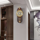 
Zhizhen New Chinese style living room perpetual calendar wall clock creative atmospheric Chinese style wall clock household decorative wooden clock 6172-brass style-Electronic movement