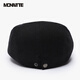 
Monnet hat men's summer new duckbill hat middle-aged and elderly casual daddy beret four seasons painter hat retro front hat black [letter copper label] one size (54-60CM)