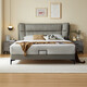 Double tiger cream style fabric bed modern simple 2024 new master bedroom cat scratch technology cloth double bed 23653 low box bed + 653 nightstand*1 [653B] cat claw cloth standard version 1.5*2.0 meters