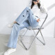 Ankadan jeans women's wide-legged spring and summer new Korean style high-waisted loose and versatile slimming girls' drapey floor-length pants heart-shaped long pants trendy 2111 blue size 28