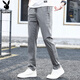 PLAYBOY (PLAYBOY) Pantalones casuales para hombres Pantalones de seda de hielo de primavera y verano para hombres Pantalones de hombres de patas rectas sueltas Gray Dark Grey 34
