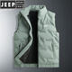 JEEP SPIRITJEEP Light Thin Down Vest Men's 2024 New Spring and Autumn Waistcoat Outer Wear Vest Men's Down Jacket Sleeveless Jacket Men's Style - Dark Gray 80 Duck Down 7XL