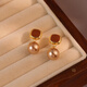 LANSILL Maillard imitation pearl earrings for women 2025 new light luxury high-end earrings temperament autumn and winter niche ear jewelry E3797 Maillard imitation pearl earrings