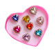 Children's baby ring cartoon girl princess jewelry imitation crystal gem diamond toy jewelry kindergarten gift love ring (12 pieces in box)