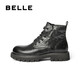 百丽（Belle）厚底潮搭马丁靴男款秋冬季舒适牛皮户外休闲靴8QT01DD4 黑色-单里 41 (255mm)