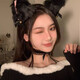 Zushange cat ear headband headband cos animal ears cute plush lolita hair accessories Halloween decorations dress up hairpin hairband + neck bell