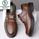 Woodpecker Leather Shoes Men's Genuine Leather Spring 2025 New Men's British Style Work Shoes Thick Sole Driving Pilot Casual Shoes Brown 40