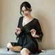 Feminine temptation transparent mesh nightgown thong set cardigan style lace home wear bathrobe robe + T pants