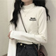 Baldauren girls and boys de velvet bottoming shirt junior high school and high school student long-sleeved shirt high collar with velvet thickened warm top de velvet white-294# fuzzy little black cat regular 150 (M) 80-100Jin Jin is equal to 0.5 kg
