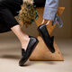 Kanglibi echtes Leder mit weicher alleinerer Mutterschuhe einzelner Schuhe mittleren und alten bequemen und nicht müden Lederschuhe mittleren und alten jungen und rutschfesten Frauenschuhe Frühlings- und Herbststil 671 Single-Schuhe Schwarz Weichgesicht echtes Kuhwahnsinn 39