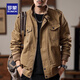 ROMON jacket American heavy work jacket men's spring and autumn loose trendy brand retro casual handsome men's motorcycle cotton khaki XL (140-155Jin Jin equals 0.5 kg)