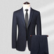 Hengyuanxiang wool suit men's suit Middle-aged men's autumn and winter business casual formal wear professional high-end suit wedding dress 2383 - black and gray strips L (175) pants default size 34 - for other sizes, please leave a message about your waist size or contact customer service