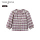 Teenie Weenie Kids bear children's clothing autumn baby girl classic plaid lace lapel cotton shirt burgundy 90cm