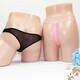 Couple's underwear sexy double temptation L open crotch underwear thong lace opening beads sexy men exposed JJ large size T pants pink + black