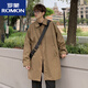 ROMON mid-length windbreaker men's coat spring and autumn British style coat handsome oversize windbreaker high street windbreaker brown L