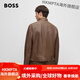 BOSS Motorcycle Leather Jacket Men's Fashionable Casual Stand Collar Sheepskin Jacket 001-Black 50
