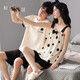 Daizixin 2 conjuntos de pijamas de pareja para tirantes de verano para mujeres, juego de dos piezas de chaleco de algodón puro de manga corta Traje de verano para hombres delgados DD9903 Mujeres XL+Hombres XL