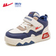 Warrior Children's Shoes Autumn and Winter Boys' Sports Shoes Plus Velvet Warm Girls' Cotton Shoes WZ-B055L M/Dark Blue 34