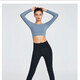 Women's hollow-back yoga top with chest pad for slimming, professional sports tight training fitness wear, Pilates long sleeves, light blue (YJY20-22-2) XL