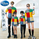 Disney large size spring clothing autumn and winter parent-child clothing 2025 new trendy mother-child clothing for a family of three or four rainbow sweater Korean version green 120cm