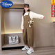 Disney (DISNEY) Girls Suit Spring and Autumn 2023 New Style Fashionable Long-Sleeved Children's Wear Internet Celebrity Big Children's Overalls Two-piece Set Trendy Dark Khaki Overalls + Top Two-piece Set 160
