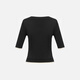 EP Yaying Women's U-neck Slim Fit Contrast Color Bottoming Shirt Short-Sleeved Sweater Shopping Mall Same Style 9901A Black L