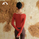 Aixiabu autumn and winter new yoga clothing tops fashionable and sexy slimming Pilates fitness clothing sports t-shirt women's long-sleeved blouse A24338RA red and orange one-piece cup (long-sleeved) M