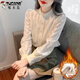 Woodpecker half turtleneck plus velvet lace bottoming shirt for women autumn and winter 2025 new autumn style style inner shirt long-sleeved top apricot (velvet thickening) M recommended 99-108Jin Jin equals 0.5 kg