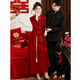 Seidler Toast Wear Bridal Cheongsam 2025 New Thickened Engagement Dress New Chinese Style Wedding Long Sleeve Women's Autumn and Winter Burgundy One Size Customized No Returns Available