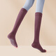 Huodiniao yoga socks, professional sports socks, non-slip women's toe socks, long tube knee socks, adult Pilates split toe floor socks, black - open toe half knee socks