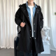 Difeng windbreaker men's spring and autumn Korean style loose mid-length coat men's trendy brand cotton thickened large size youth coat black M recommended 100-120Jin [Jin equals 0.5 kg]