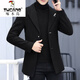Woodpecker autumn and winter woolen woolen coat men's thickened suit Korean style trendy men's short windbreaker mature and stable heavy coat black 2XL