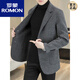 ROMON spring and autumn double-sided woolen cashmere suit jacket men's winter coat casual woolen suit brown 2XL 135-150Jin Jin equals 0.5 kg