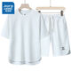 JEANSWEST short-sleeved T-shirt men's summer thin loose ice silk teen handsome two-piece clothes shorts paired with two-piece set 2-4-4022-653 white (one set) 2XL