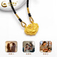 CHINA GOLD Gold Necklace Women's Pure Gold Koi Longevity Lock Pendant Safe Lock Valentine's Day Birthday Gift for Girlfriend and Lover Koi Longevity Lock Black Rope About 0.5g
