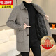 Hengyuanxiang twill goose down lining wool double-sided woolen coat men's mid-length wool coat autumn and winter thickened dark coffee (70% sheep wool + goose down lining) 2XL 150~165Jin Jin equals 0.5 kg