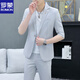 ROMON Korean style casual spring and autumn suit men's slim business formal suit groom handsome British casual small suit men black (three-piece suit - top + pants + T-shirt) L 105-120Jin Jin equals 0.5 kg