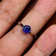 CHAUIYIN trendy temperament 1 carat tanzanite ring women's Japanese and Korean synthetic blue gemstone ring dark 6mm-live mouth