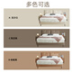 Double Tiger Lederkunst Doppelbett moderne leichte luxuriöse Hauptschlafzimmer mit großer Bett Kopfschicht Kuhspannung Massivholz Weiche Creme -Stil echtes Lederbett 702 [Stille Version] Hochfußbett [Erste Schicht Cowide A Ticksand White] 1,8*2,0 Meter